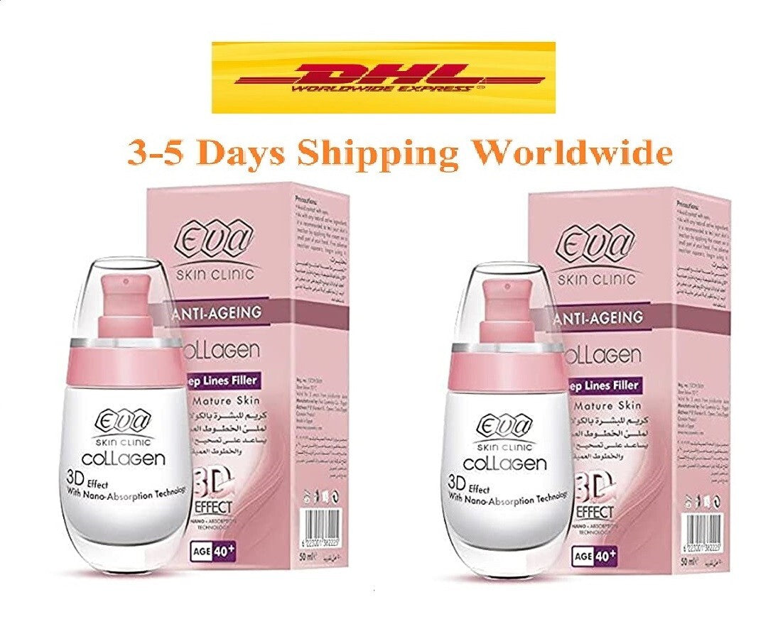2X Eva Skin Anti Aging Collagen Cream Deep Lines Filler 3D Effect 50 ml Age 40+0