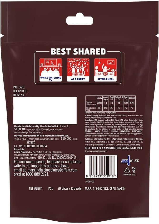 6 X Snickers Miniatures Peanuts Milk Chocolate 150 g Sweet Snack Fast Shipping2