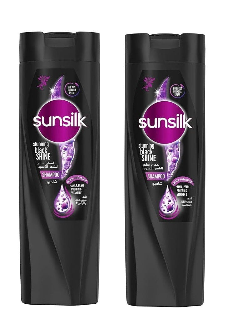 2X Sunsilk Stunning Black Shampoo For Shiny Black Hair Soap Free 600 ml Each0