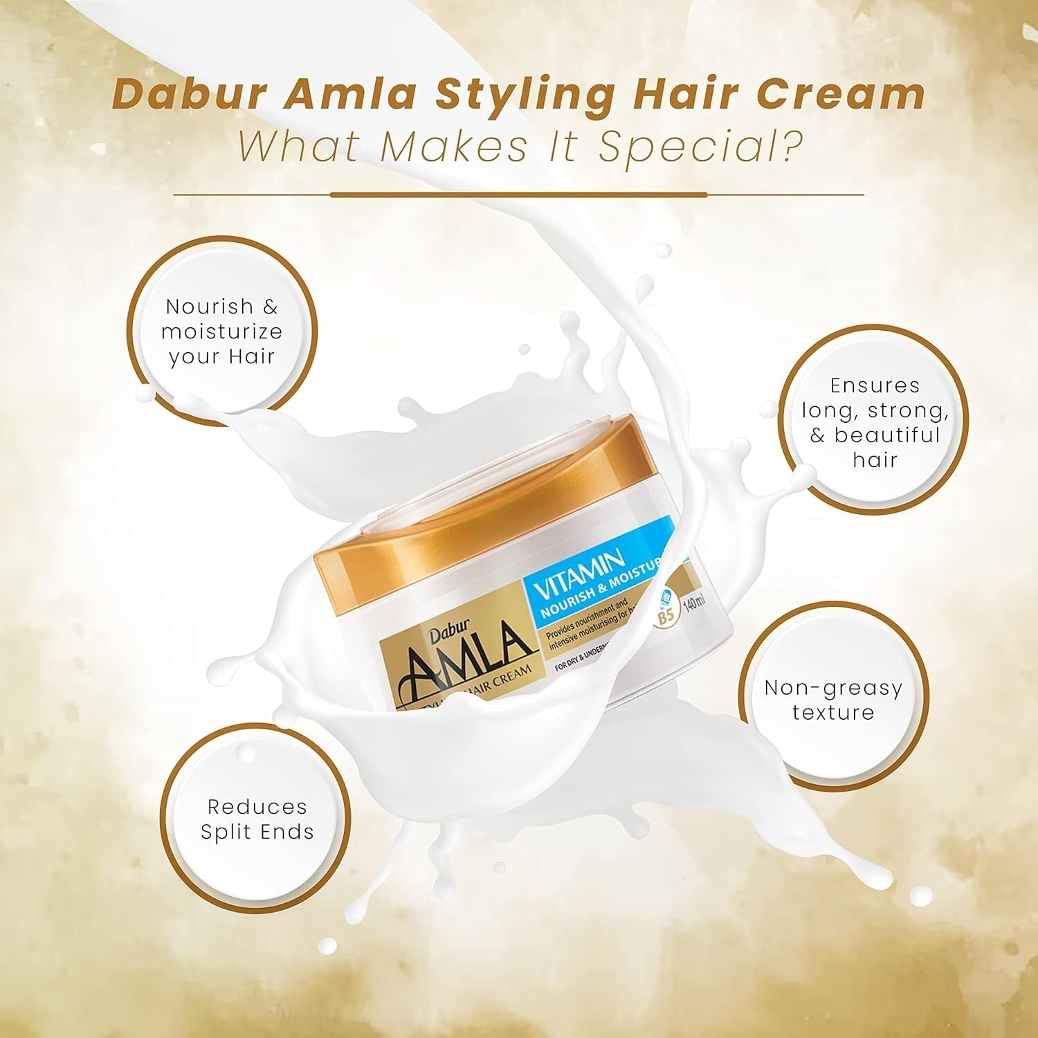 3x 125ml Dabur Amla Dry & Undernourishe  Hair cream Vitamin Nourish & Moisturize6