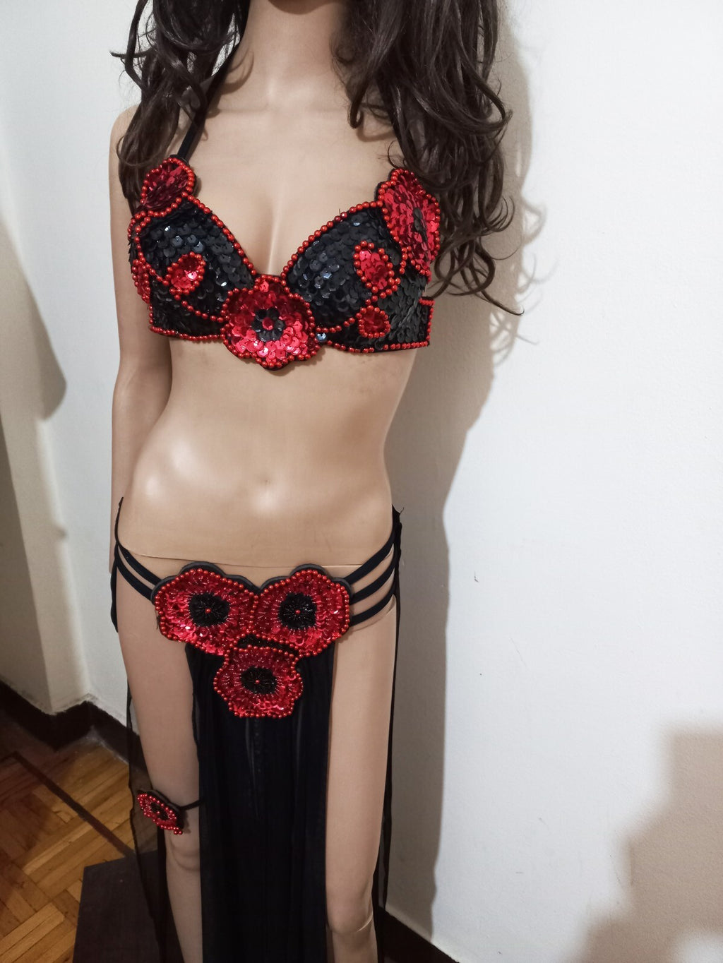 Egyptian Professional Belly Dance Costume Shiny Beaded Bra With Strings Skirt13