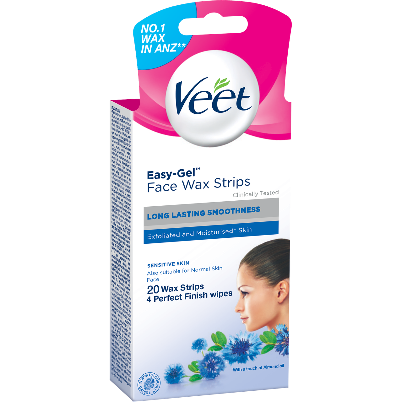 5X Veet Facial Hair Remover Wax Strips Easy Gel Sensitive Skin 100 Wax Total1