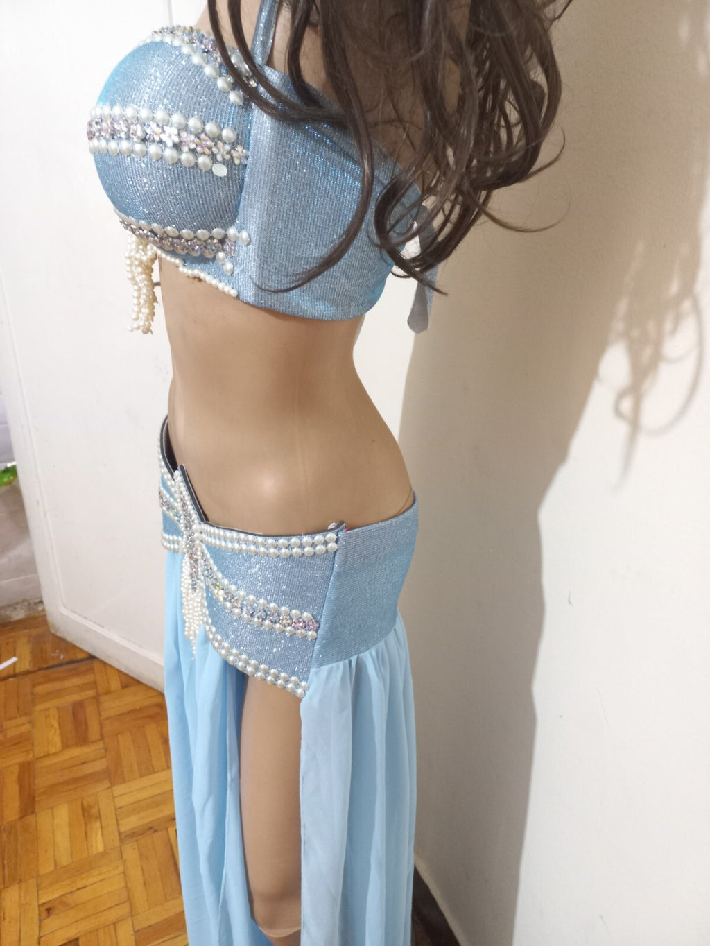 Professional Handmade Egyptian Bellydance Dress Embroidered Dancing Bra& Skirt  4