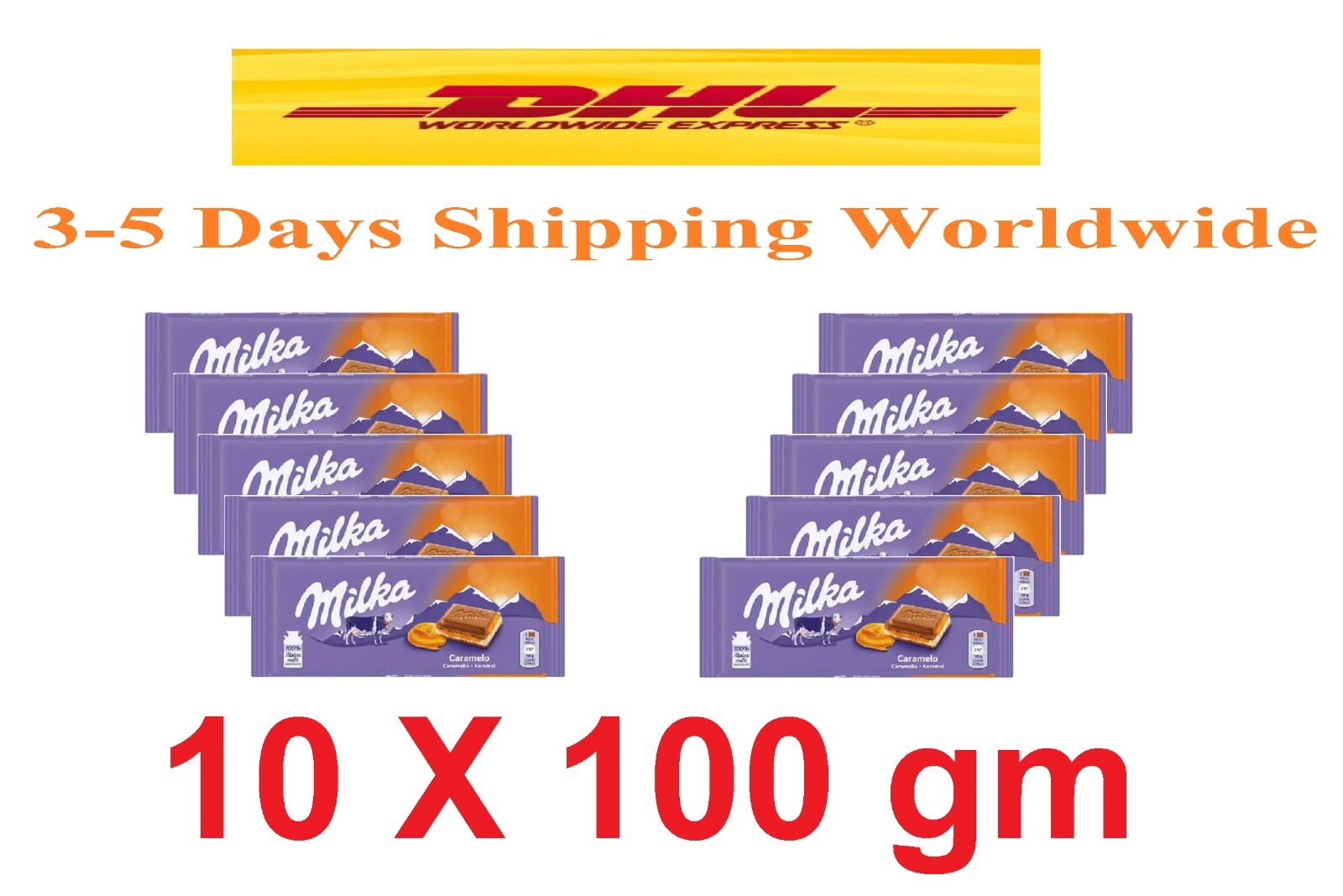 10X  Milka Caramel Chocolate 100g Bars 1 Kg Chocolate 2.2 Ib. Fast Free Shipping1