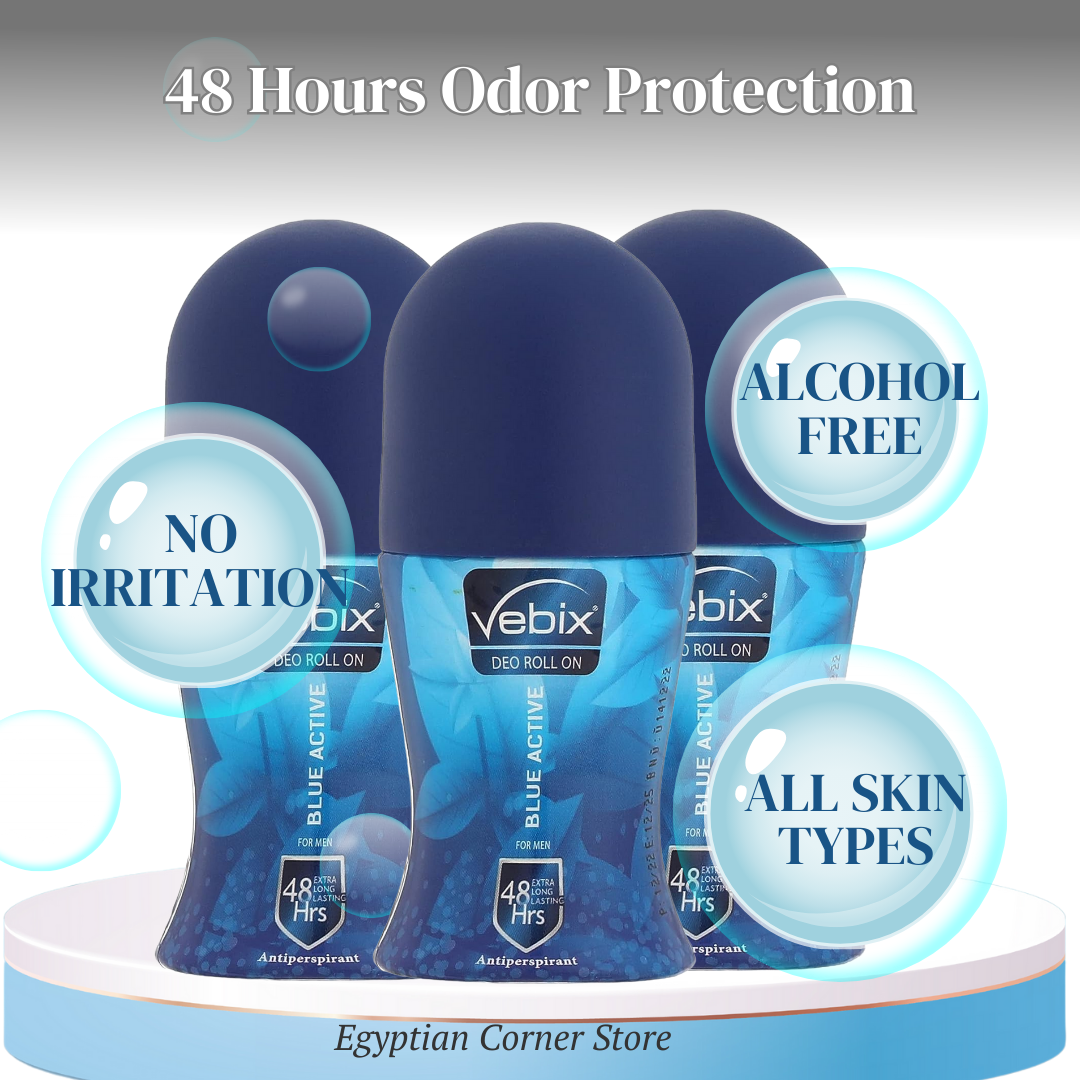 3X Vebix Deodorant Roll for Men 48H Odor Protection Alcohol Free Antiperspirant0