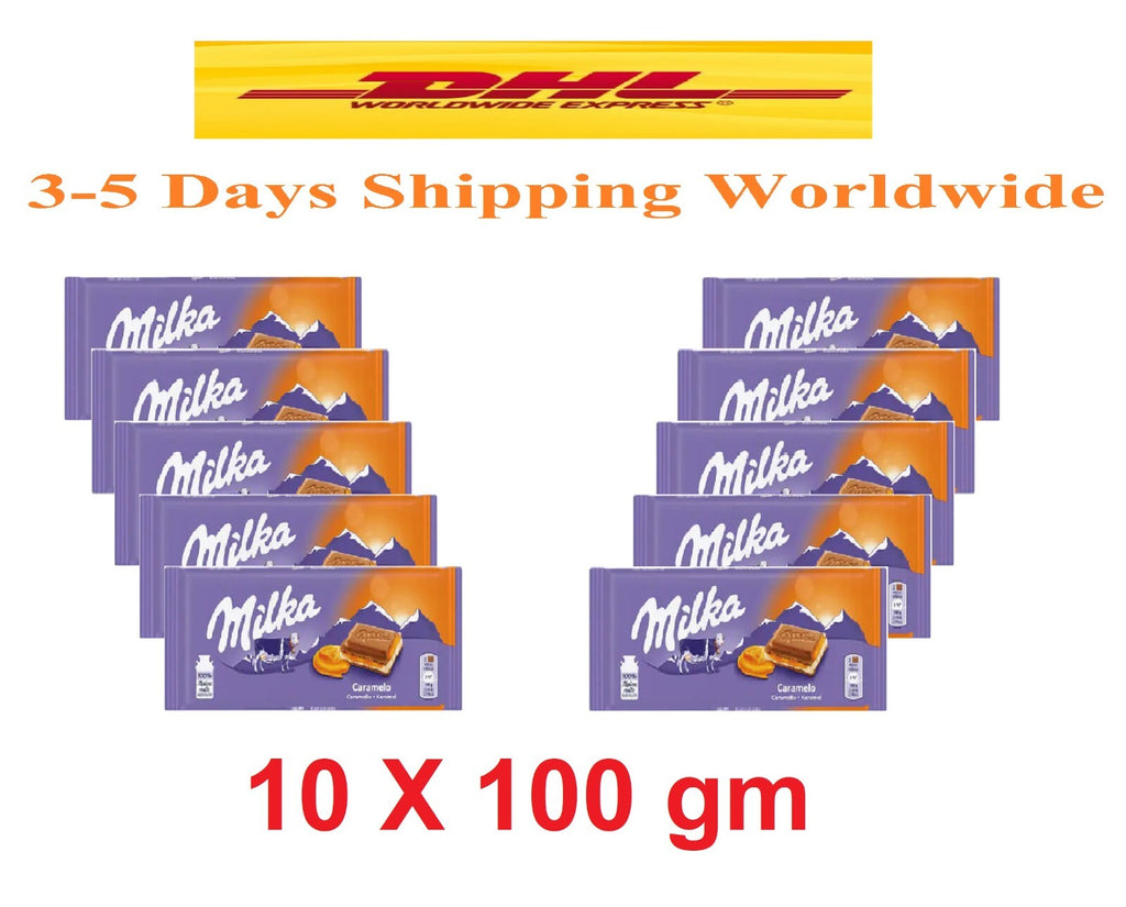 10X  Milka Caramel Chocolate 100g Bars 1 Kg Chocolate 2.2 Ib. Fast Free Shipping0