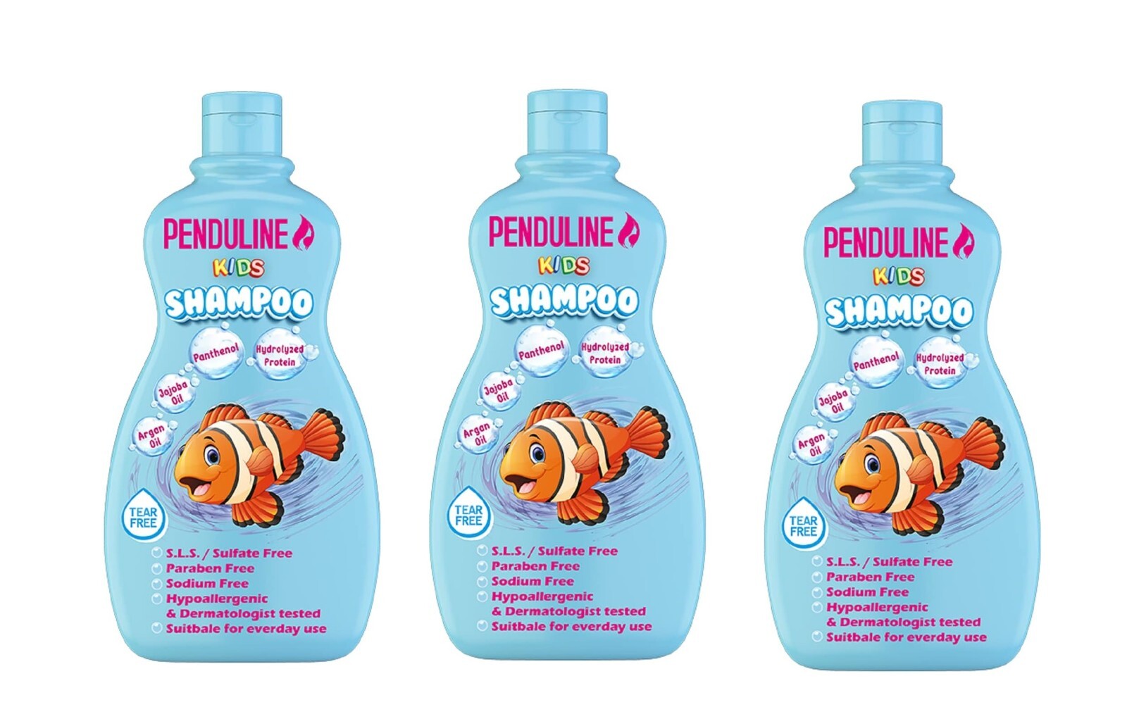 3x Penduline Shampoo For Kids Safe Tear Free & Natural Ingredients 250 ml0