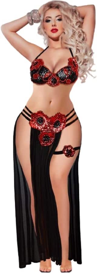 Egyptian Professional Belly Dance Costume Shiny Beaded Bra With Strings Skirt0