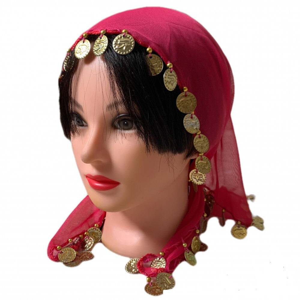 Women Egyptian Traditional Coins Scarf Vintage Head Dancing Accessories Chiffon 0