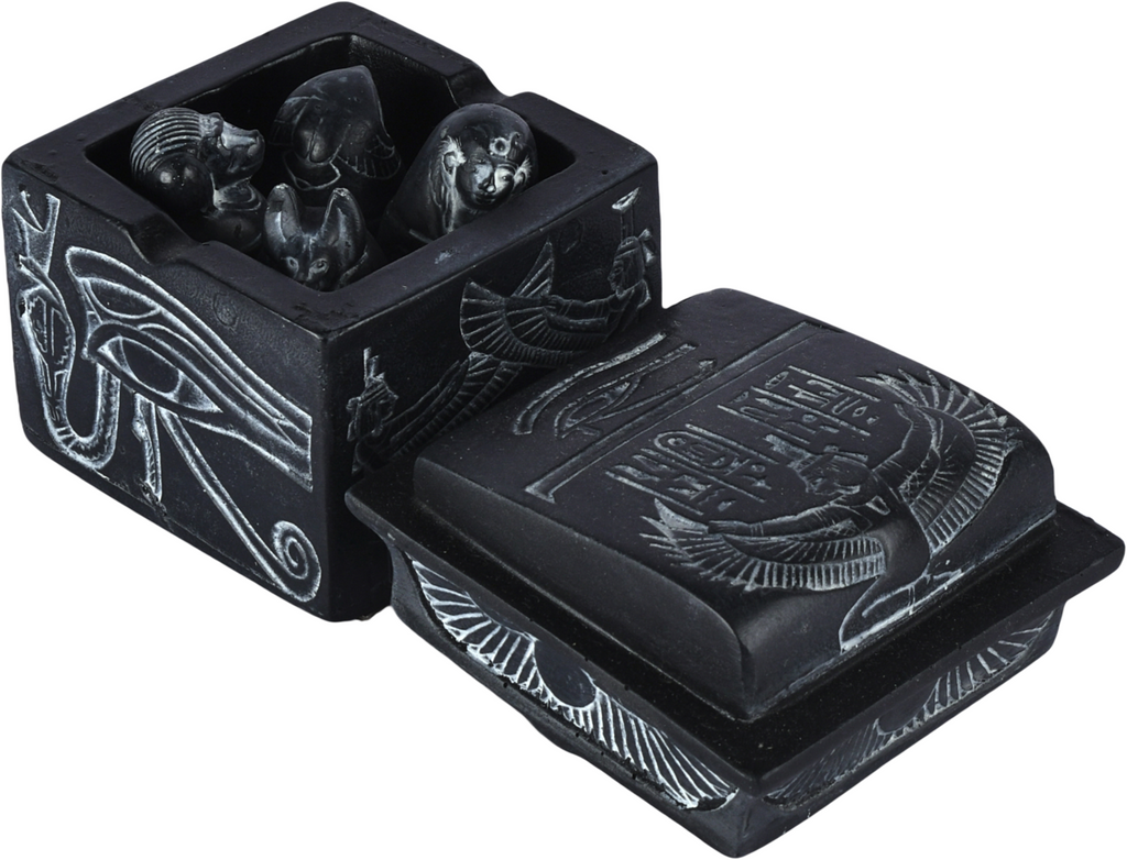 Black Ancient Egyptian Canopic Jars The Four Sons Of Horus Handmade Souvenir2