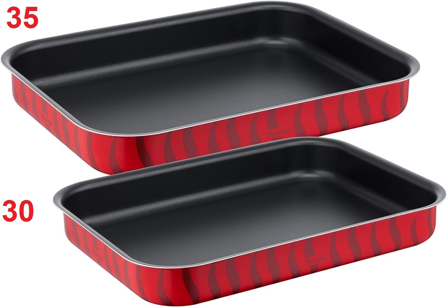 Tefal Tempo Flame Rectangle Oven Try Set Non Stick Coated In France 30, 35 Cm0