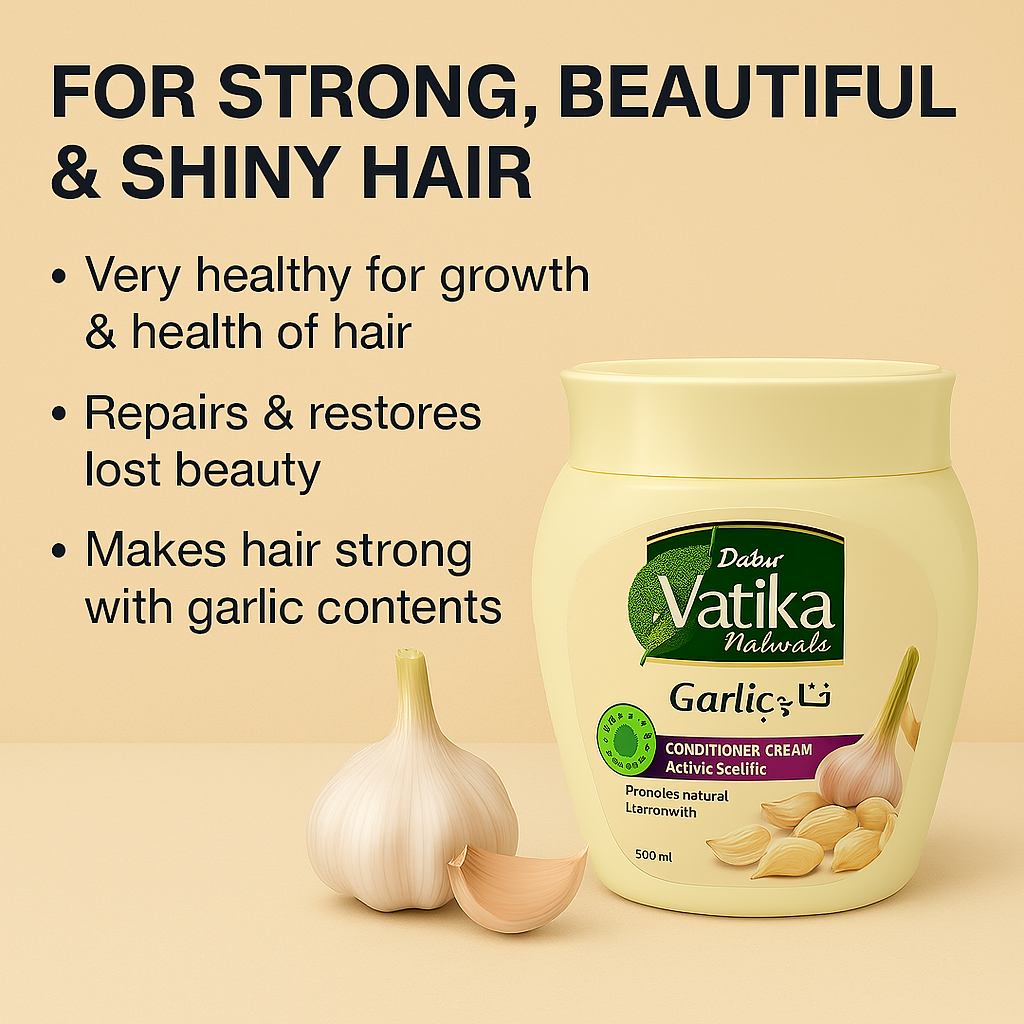 Vatika Hair Conditioner Cream With Garlic For Natural Hair Growth 2 Box X 500 ml3