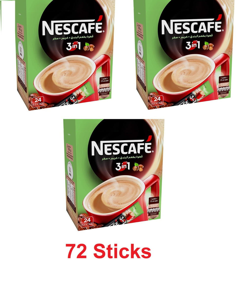 Nescafe 3 In 1 Hazelnut Flavor Instant Coffee Mix 72 x 18 g Sticks 3 Packs0