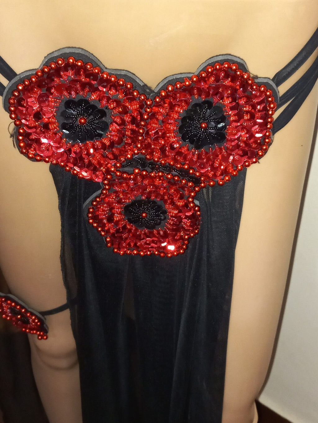 Egyptian Professional Belly Dance Costume Shiny Beaded Bra With Strings Skirt12