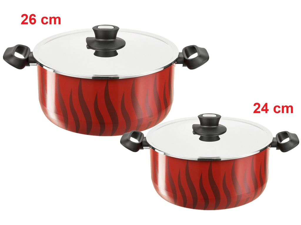 2 Tefal Tempo Cooking Stewpot With Lid 26,24 cm Set Non Stick Coated In France0