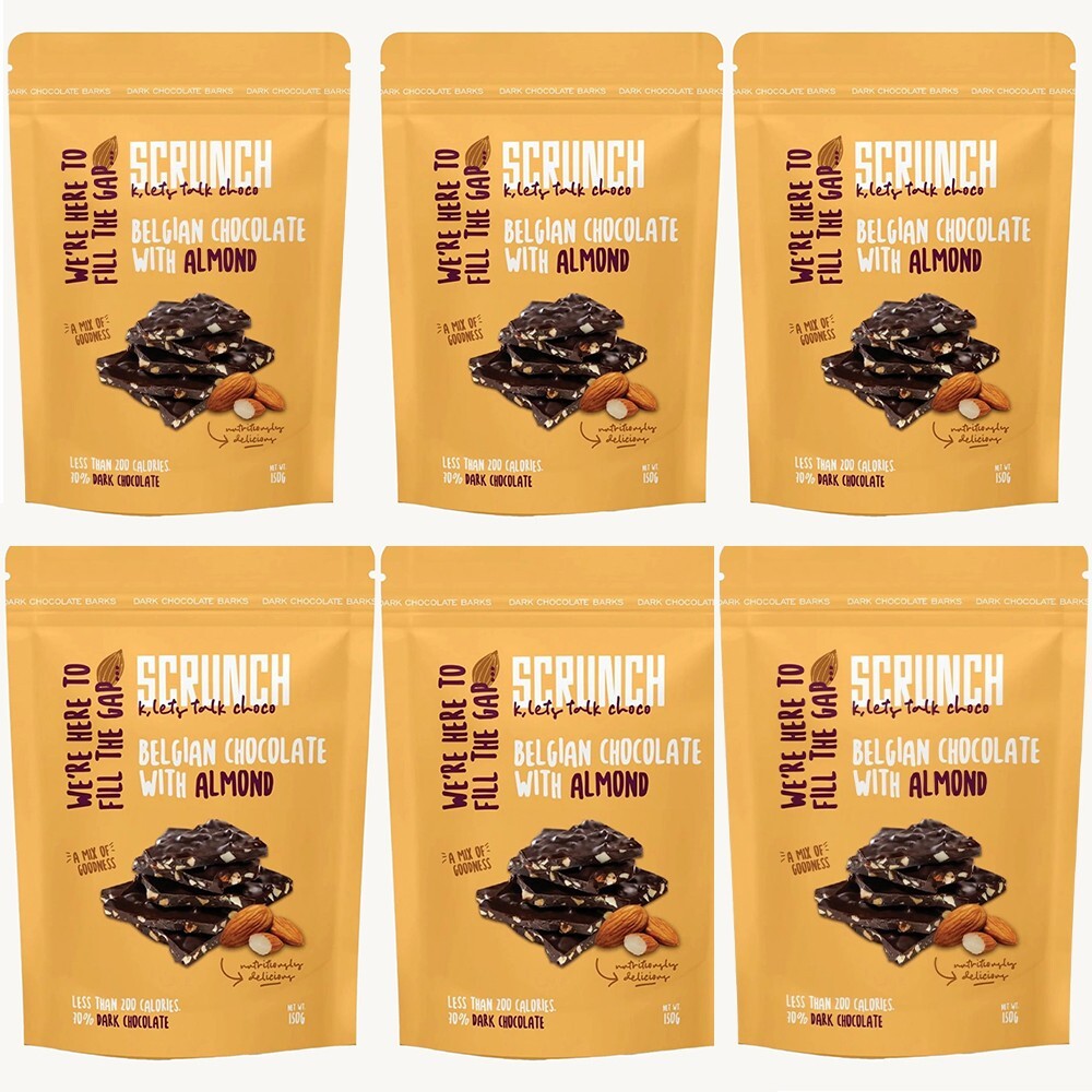 SCRUNCH BELGIAN CHOCOLATE WITH ALMOND Dark  6 x 150g/5.2 oz0