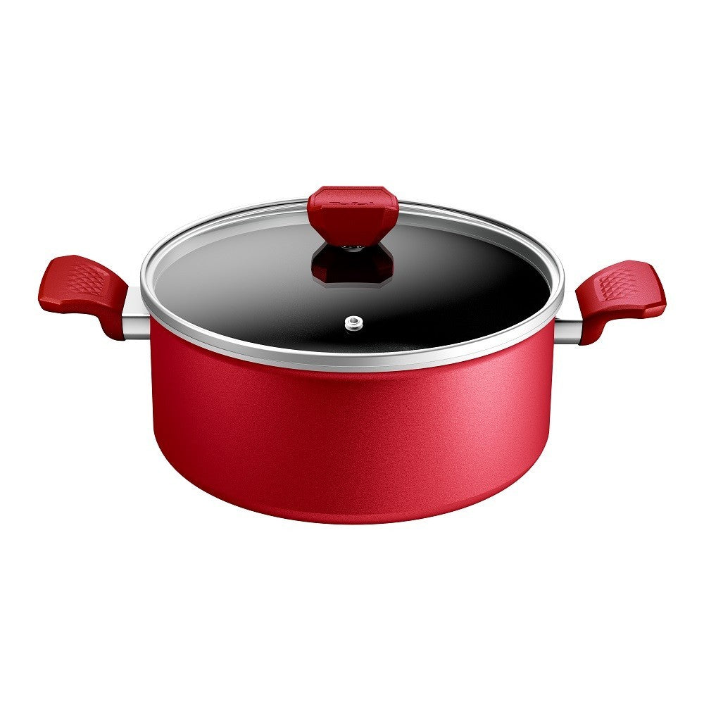 2 Tefal Expert Cooking Pot &Lids Double Titanium Non Stick  Coated In France Red19