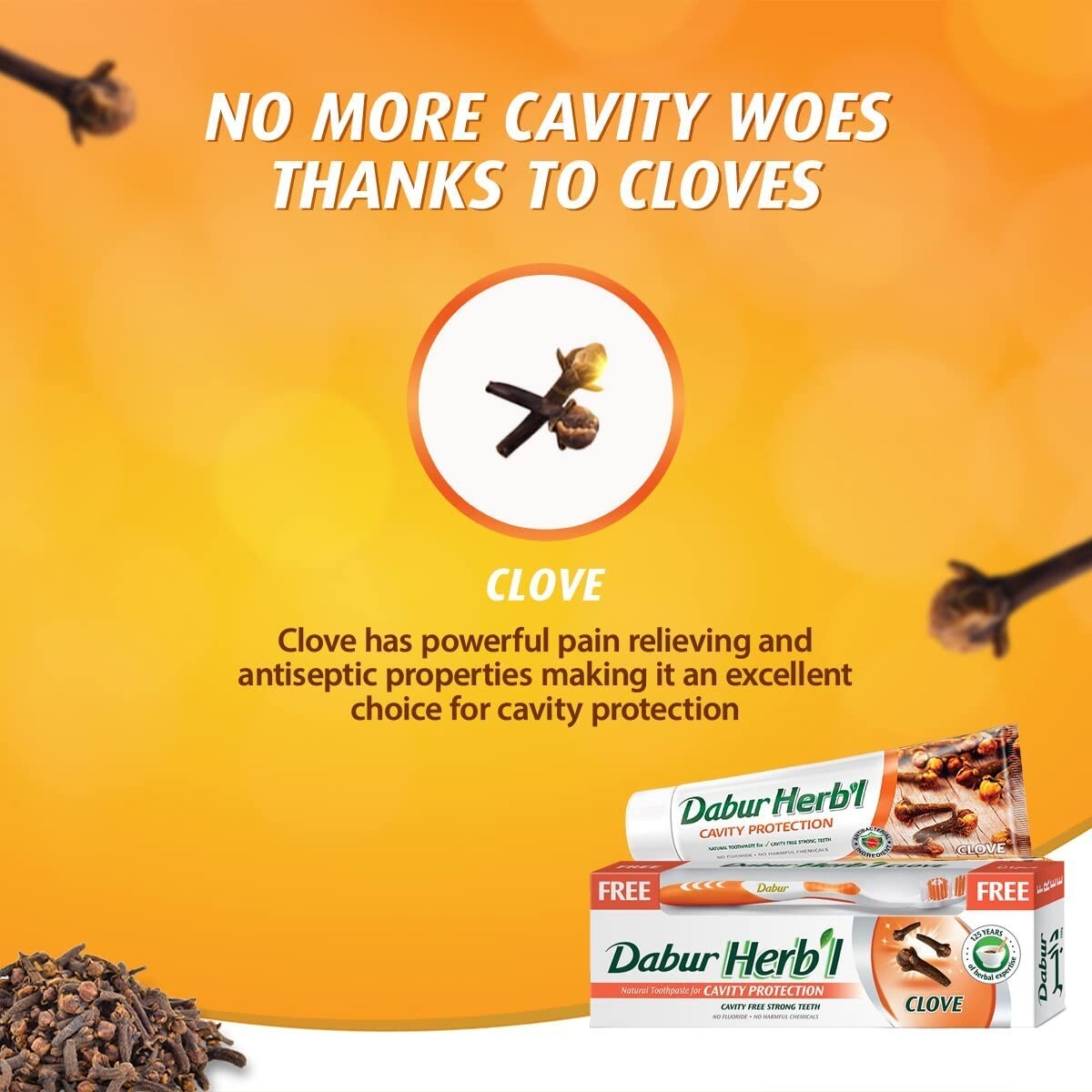 Dabur Herbal Natural Clove Toothpaste No Harmful Chemicals Toothbrush 150ml2