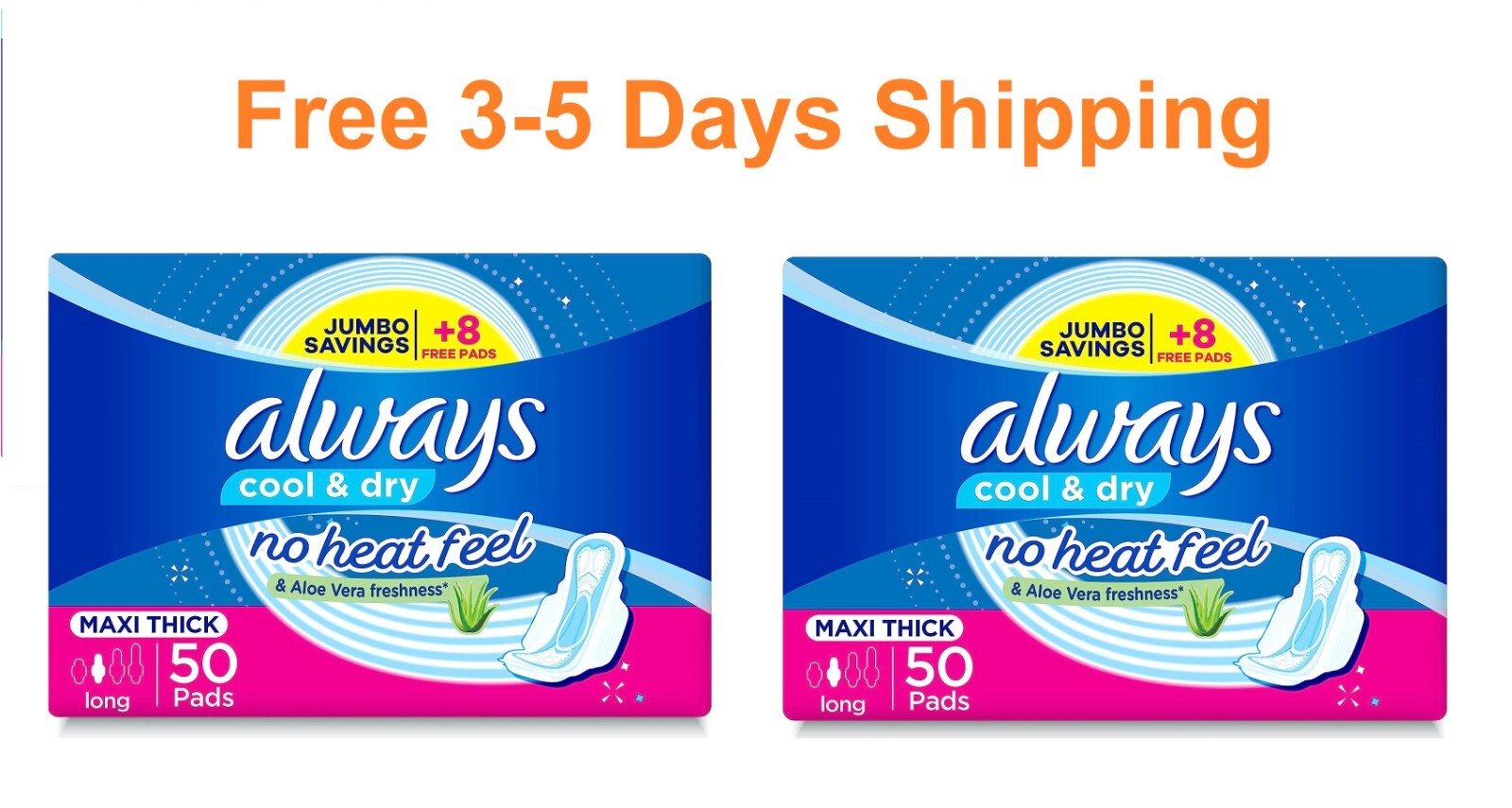 Always Maxi Thick Long Sanitary Pads With Wings Aloe Vera Freshness 100 Pads0