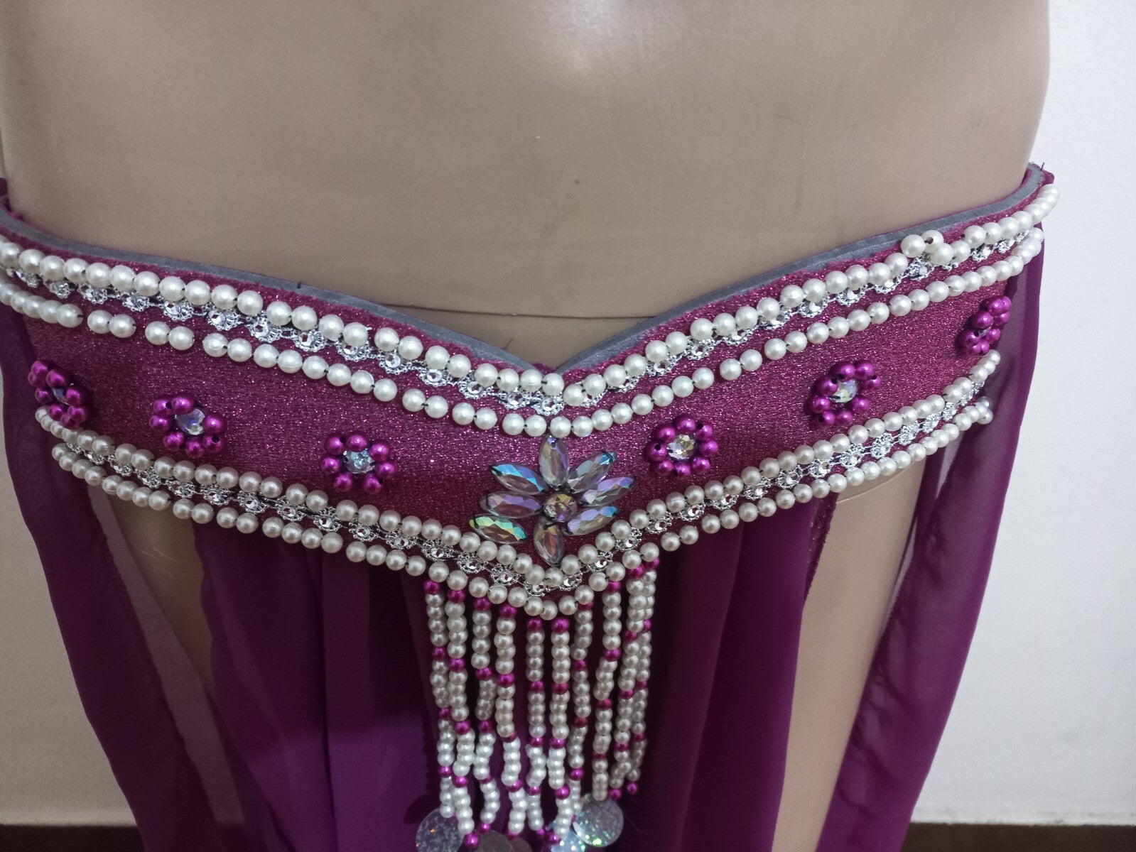Egyptian Professional Belly Dance Costume Purple& Silver Sexy Belly dance Dress11