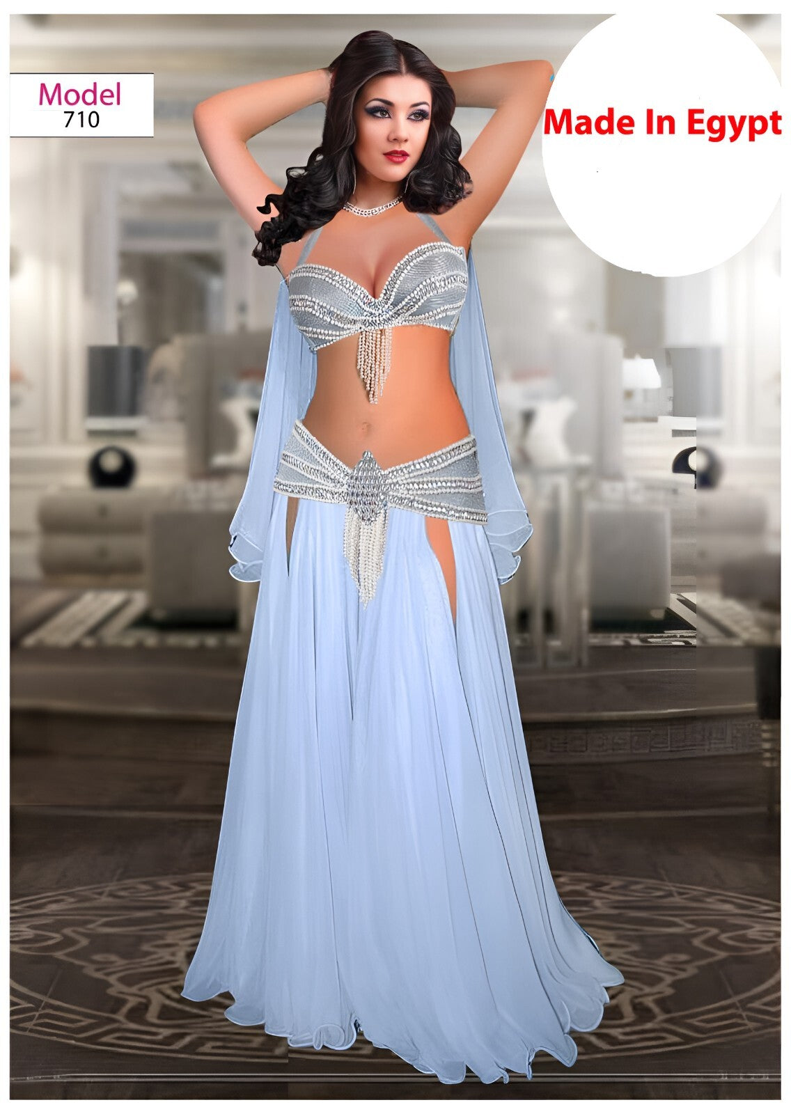 Professional Handmade Egyptian Bellydance Dress Embroidered Dancing Bra& Skirt  9