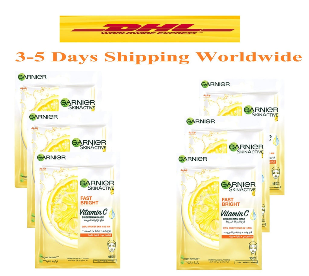 6X Garnier SkinActive Fast Brightening Tissue Mask with Vitamin C 15 min Effect0