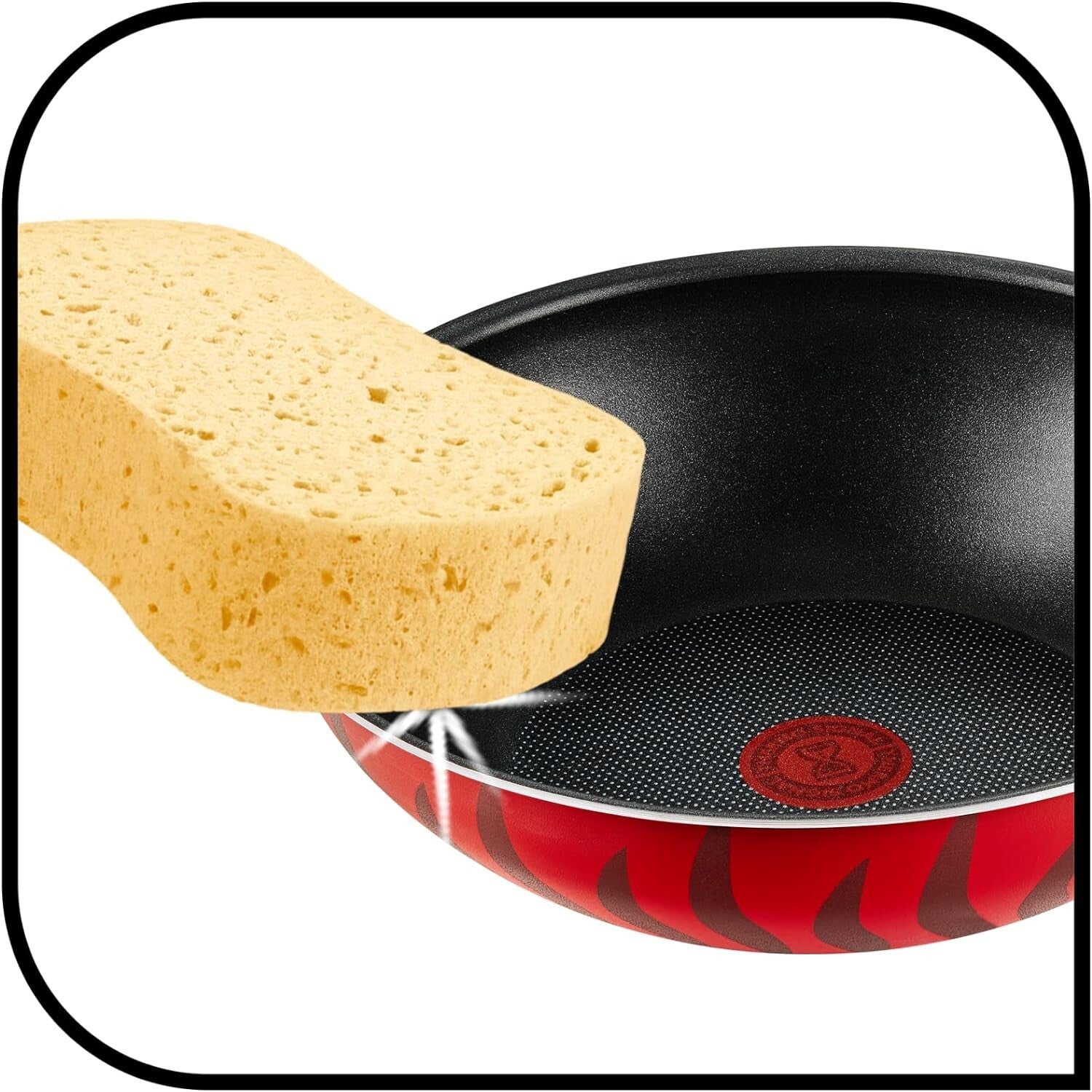 Tefal Tempo Flame Wok Pan With Handle Size 28 Non Stick Coated In France Red2