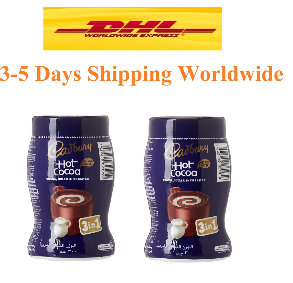 2 Jars Cadbury 3 In 1 Hot Chocolate Coco Powder  300 gm Each Fast Shipping0