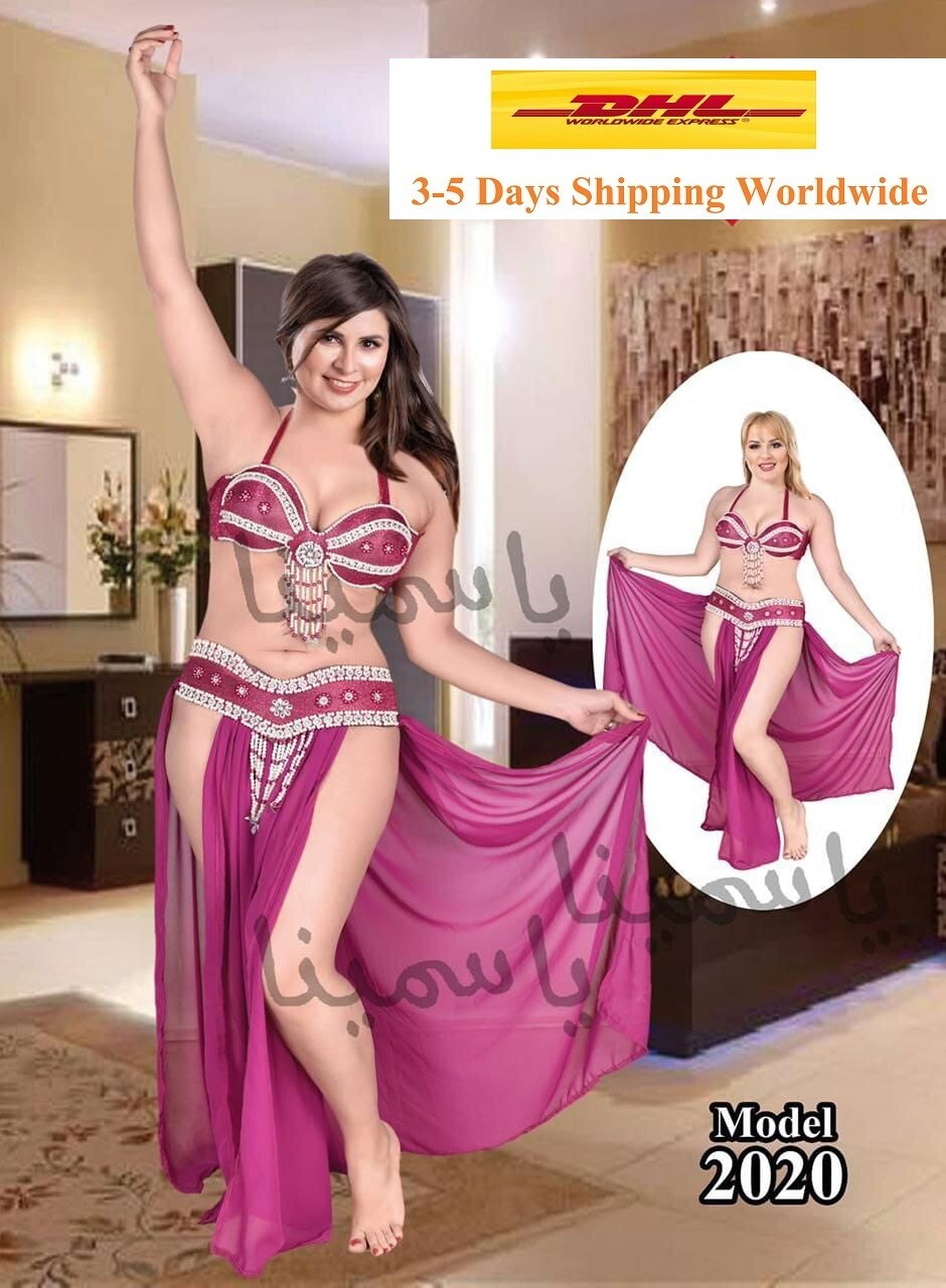 Egyptian Professional Belly Dance Costume Purple& Silver Sexy Belly dance Dress0