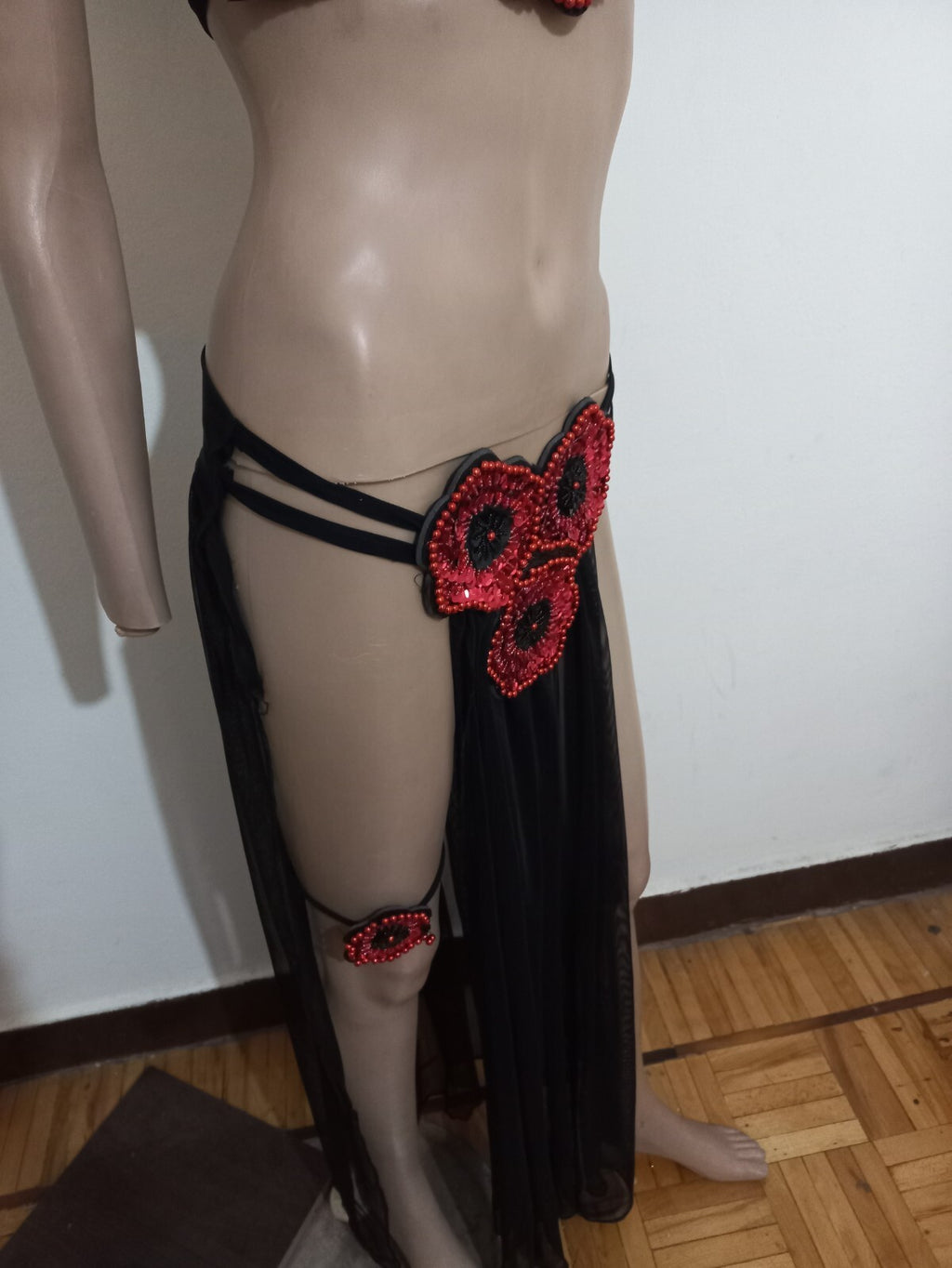 Egyptian Professional Belly Dance Costume Shiny Beaded Bra With Strings Skirt14