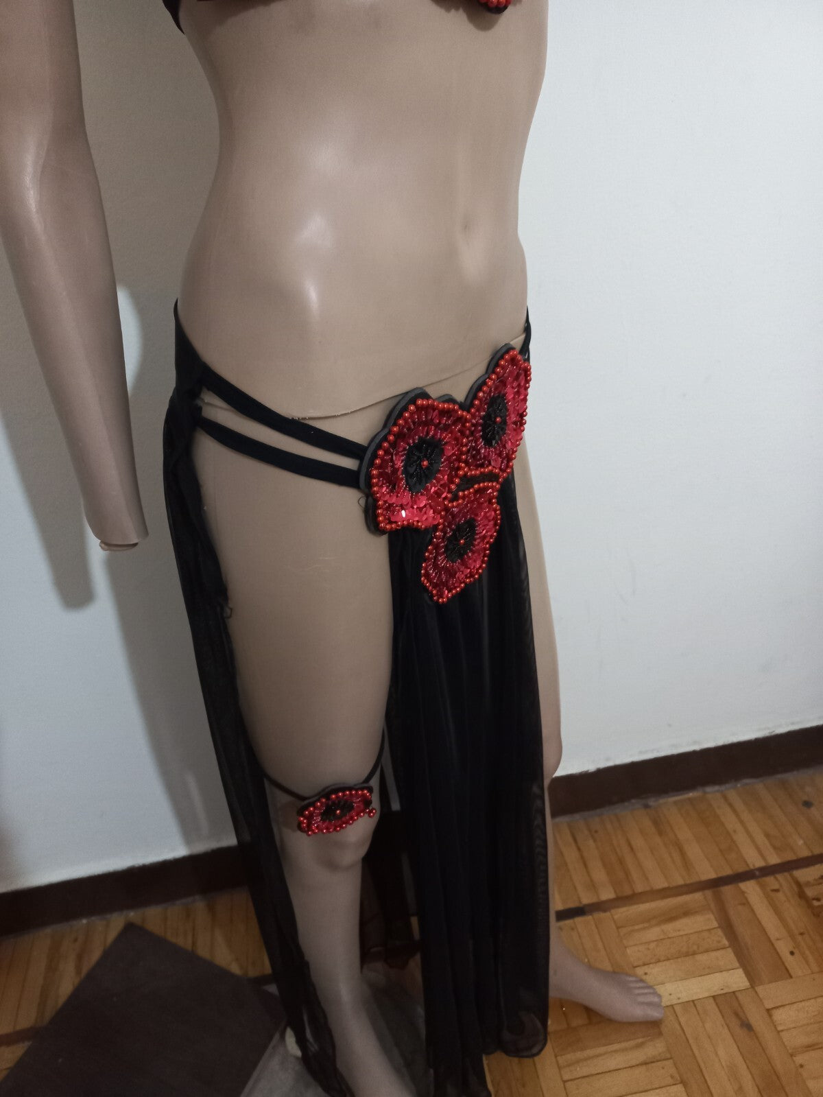 Egyptian Professional Belly Dance Costume Shiny Beaded Bra With Strings Skirt14