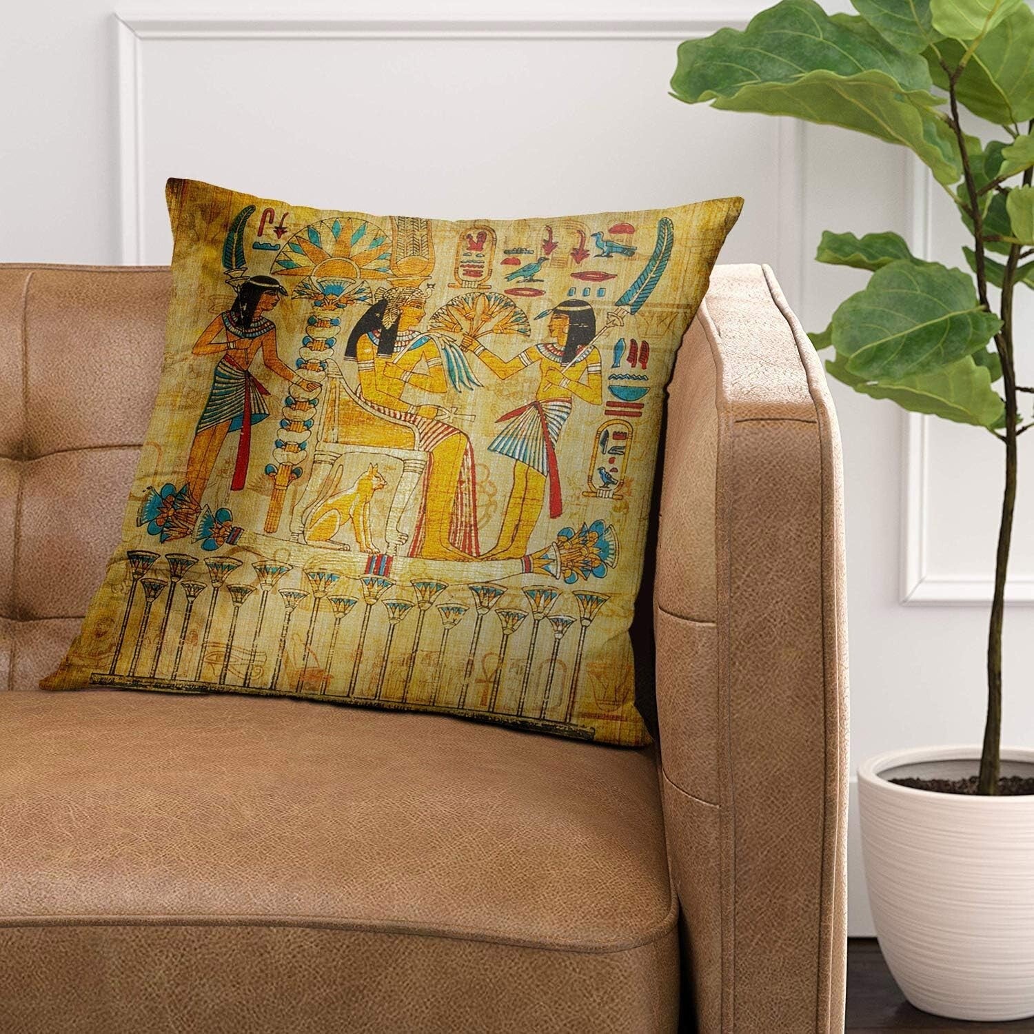 2 Ancient Egyptian Print Pillow Case Papyrus Square Pillow Cover Decorative1