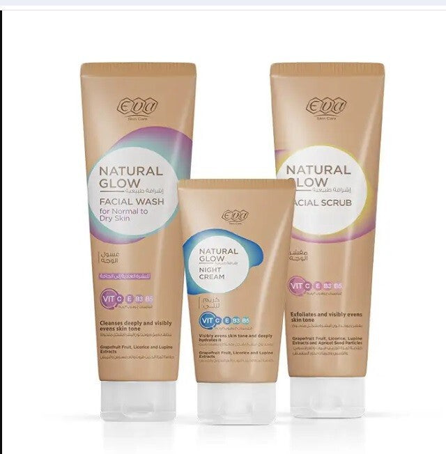 Eva Skin Care Natural Glow Facial Wash+ Facial Scrub & Night Cream For Dry Skin0
