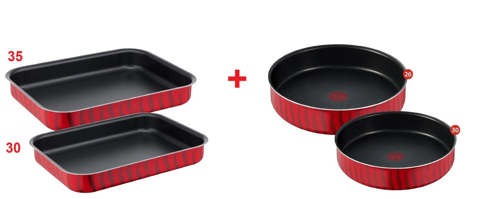4 Tefal Tempo Flame Oven Trays Round &Rectangle Non Stick Coated In France2