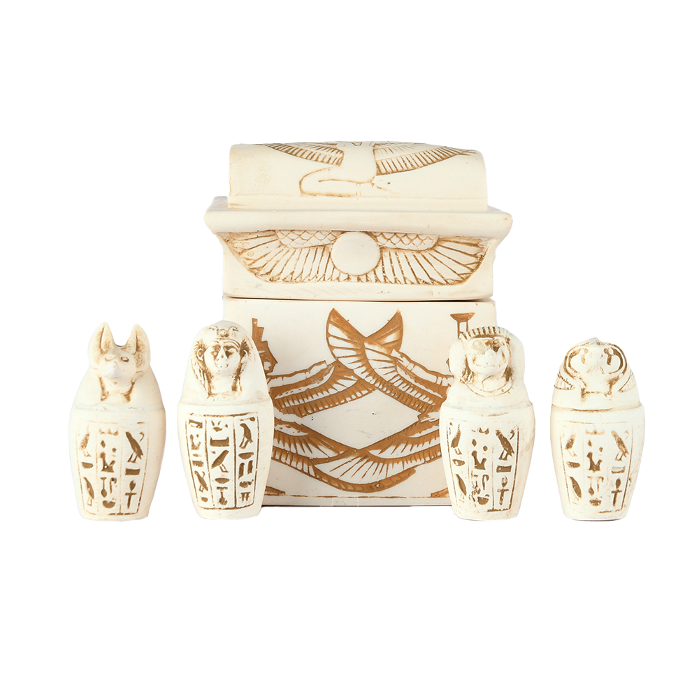 Alabaster Ancient Egyptian Canopic Jars The Suns Of Horus Handmade Souvenir0