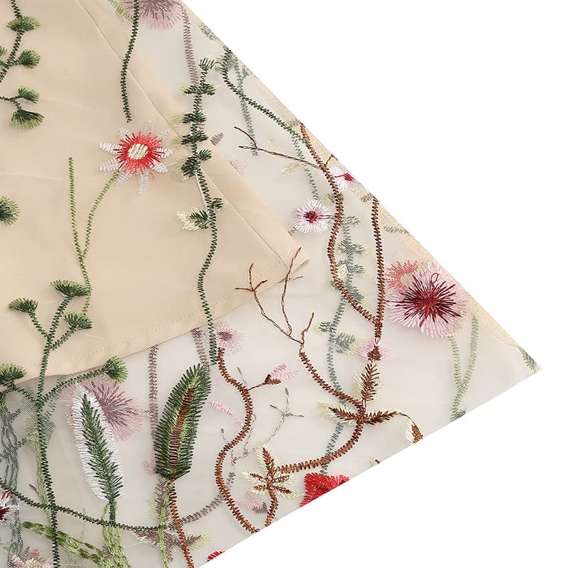 Showday Women's Floral Embroidery Mesh Tulle Dress Wedding Prom Evening Dress Mesh Dress Vintage Cocktail Swing Dress Wedding Party Prom Tulle Evening Dress