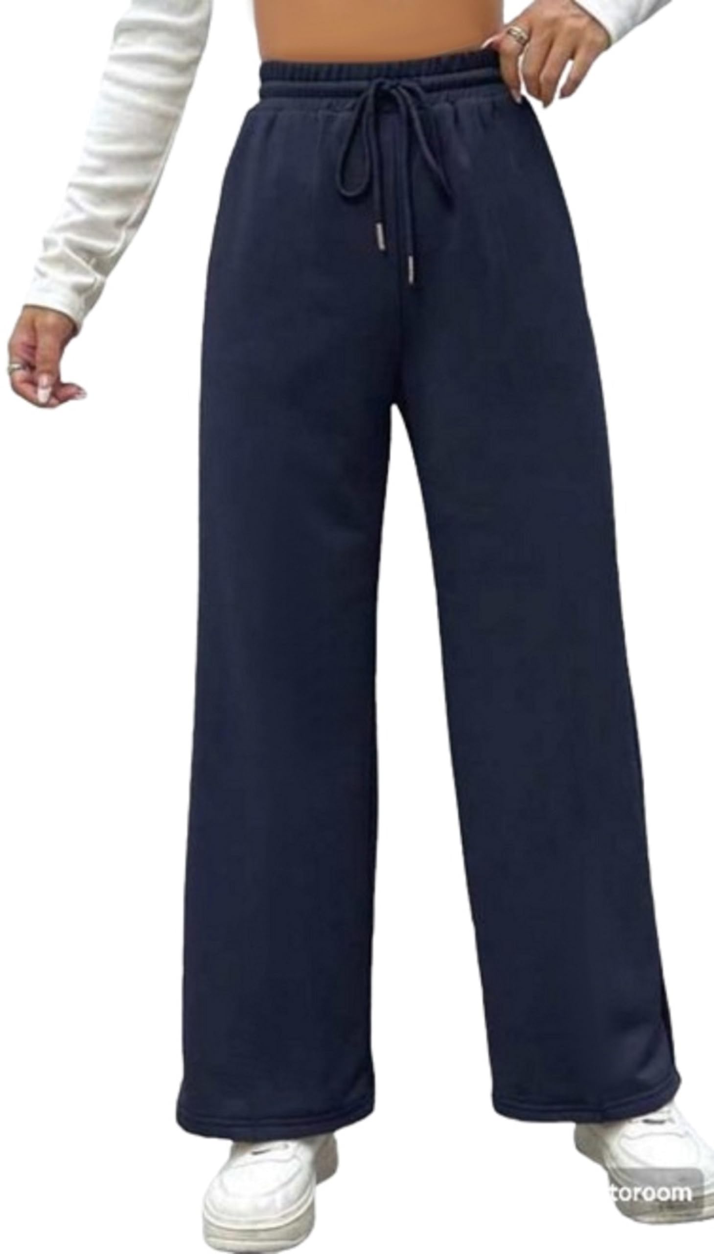 Women's and Girls' High-Waist Wide-Leg Sweatpants - Soft Melton Fabric - Comfortable for Home, Sports, or Walking - New Design for Greater Comfort by Meza