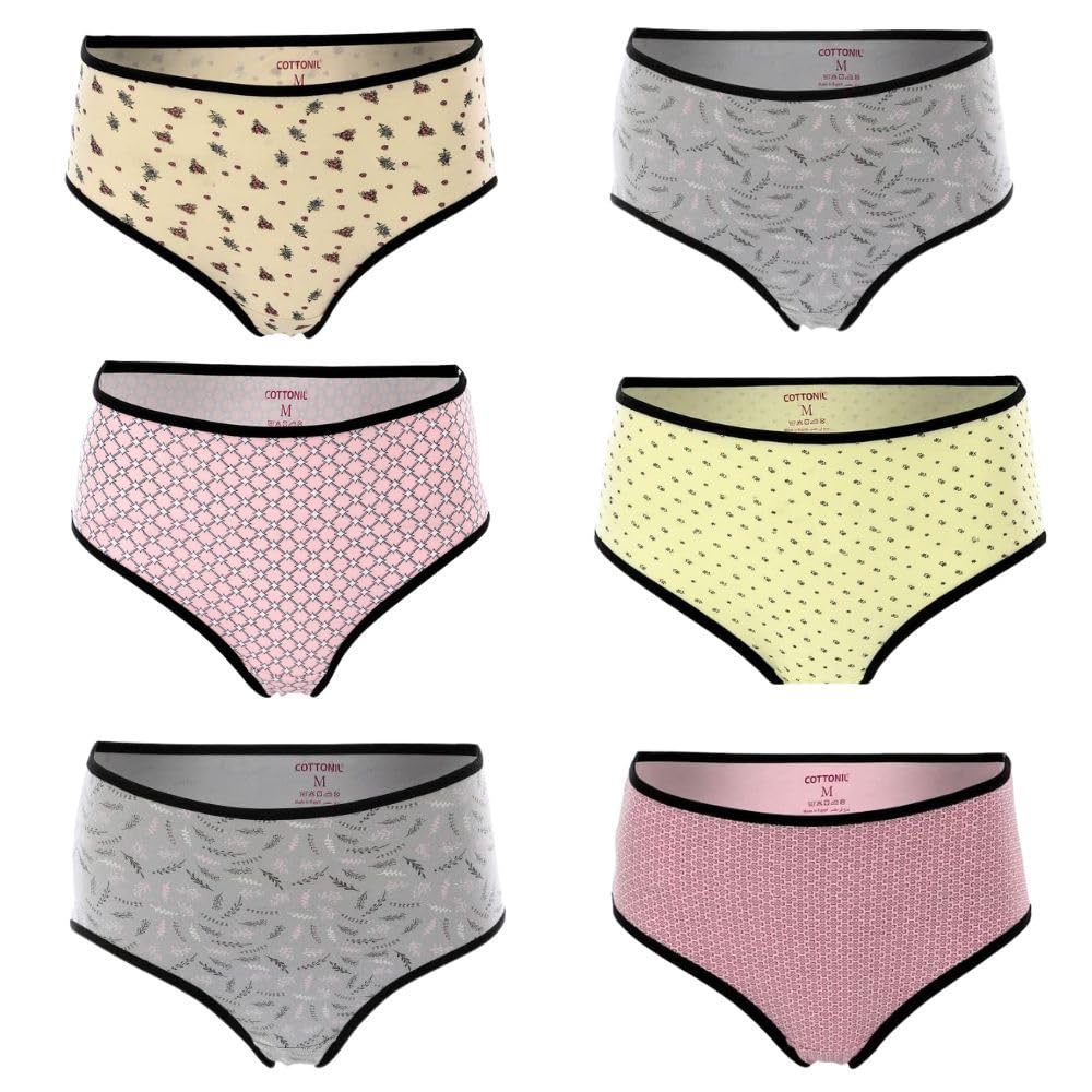 Cottonil Pack of 6 Cottonila Midi Panties Underwear for Women