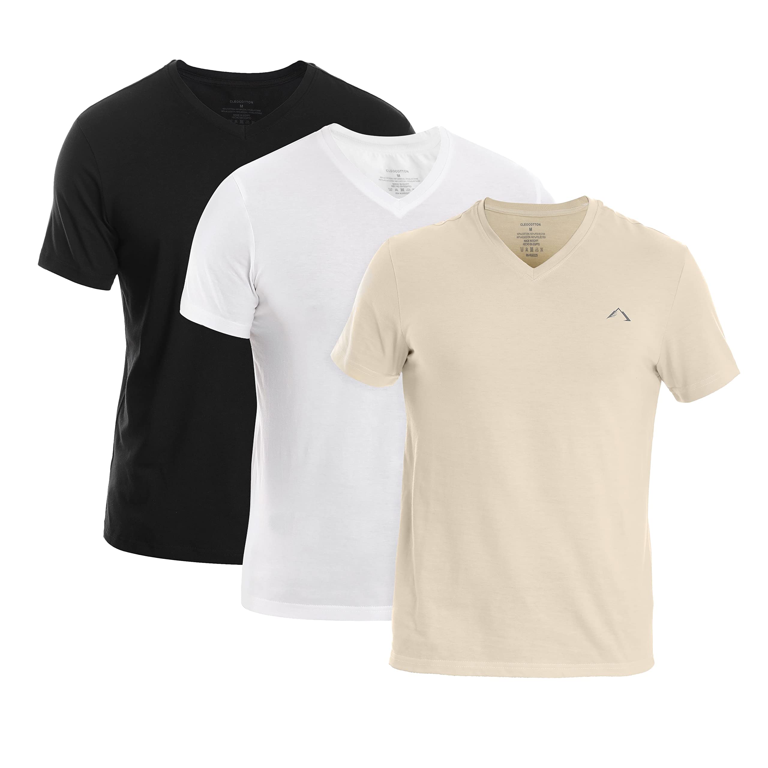 Cleocotton Mens V-Neck Logo T-Shirt (pack of 3)