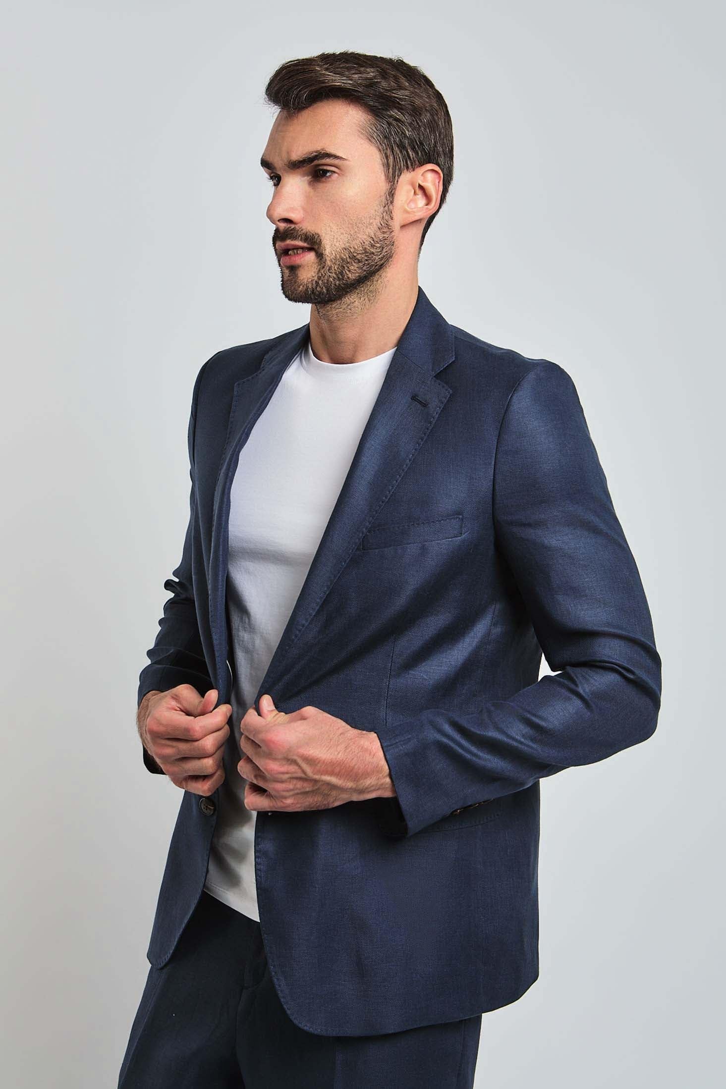 DALYDRESS Mens Fancy Regular Fit Linen Suit Blazer DDMxx001599 Blazer