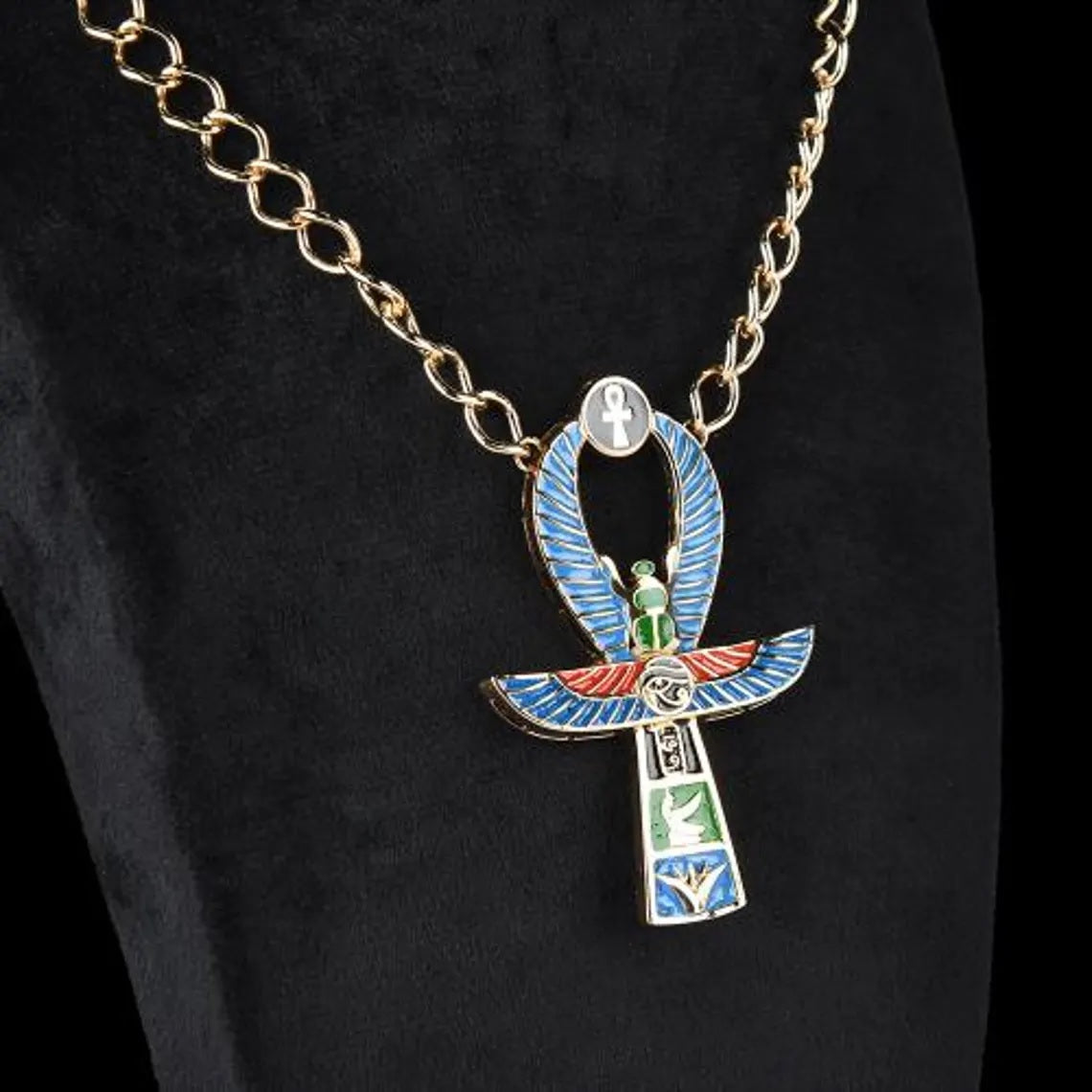 Handmad Egyptian Ankh Necklace Colored Metal Women Necklace